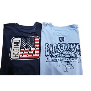 LOT OF 2 Fintech Fishing  Long Sleeve Performance‎ T-Shirt Men's XL POLYESTER